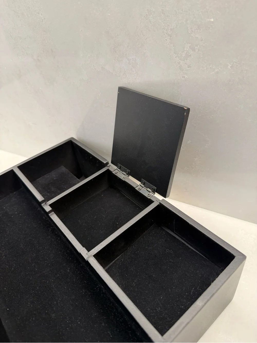 Brookstone Black Wood and Metal Jewelry Organizer Tray for Men and Women